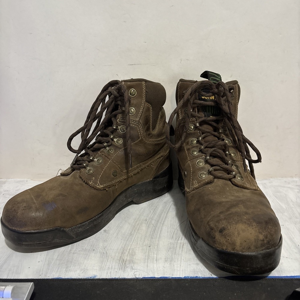 John Deere Boots Mens Size 10.5 M Brown Leather Western Work Slip Resistant